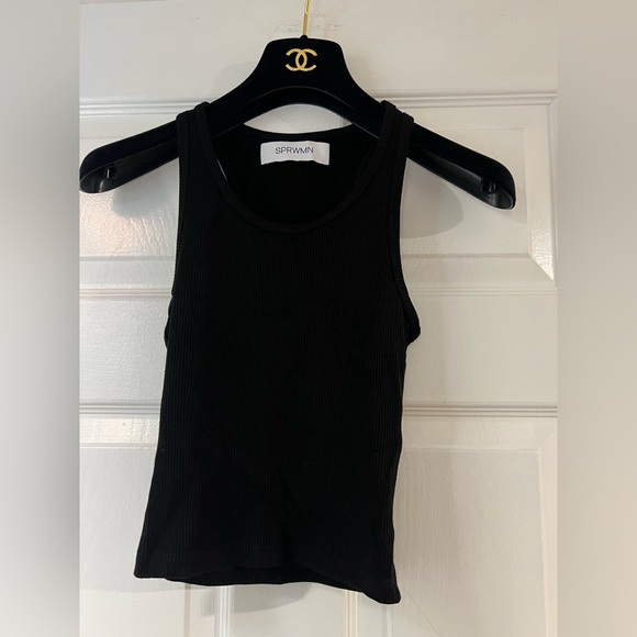 NEW without tags SPRWMN Rib Tank in Black Size Small Crop Bought at Revolve - Picture 2 of 10